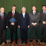 Prof. Dusan Batakovic, Dragan Bakic, HRH Crown Prince Alexander II, Stanislav Sretenovic and Aleksandar Marinkovic at the round table “King Aleksandar I Unifier and his time” in the cinema room of the Royal Palace
