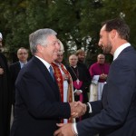 TRH Crown Prince Alexander and Crown Prince Haakon of Norway with the Roman Catholic and other religious communities dignitaries in front of the Holy Archangel Gabriel Monastery in Zemun