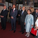 HRH Crown Prince Alexander, HRH Crown Prince Haakon of Norway, HE Mr Nils Ragnar Kamswag, ambassador of Kingdom of Norway and HRH Crown Princess Katherine at the Holy Archangel Gabriel Monastery in Zemun