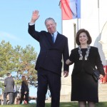 TRH Crown Prince Alexander and Crown Princess Katherine in front of the church of  St. Demetrius in Lazarevac