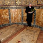Crown Prince Alexander next to the tomb of his great-great-grandfather Prince Alexander