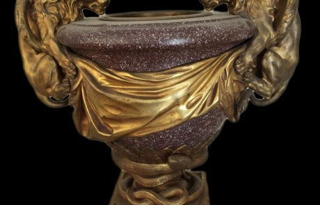 Urn by Ennemond Alexandre Petitot, gilded bronze and porphyry, 18th century