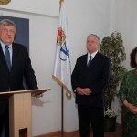 Speech by professor Oliver Antic at the opening ceremony of the exhibition "Fulfilled Legacy" at the Kingdom of Serbia Association premises.  From left to right: Professor Oliver Antic, adviser to the President of Serbia, HRH Crown Prince Alexander and HRH Crown Princess Katherine
