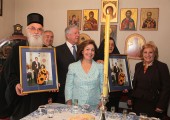 Његово Преосвештенство Епископ ваљевски Г. Милутин, Њ.К.В. Престолонаследник Александар, Њ.К.В. Принцеза Катарина, преподобна мати Гликерија, игуманија Манастира Ћелије и г-ђа Бети Румелиотис, сестра принцезе Катарине