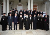 His Royal Highness Crown Prince Alexander and His Holiness Patriarch Irinej of Serbia with Arch hierarchs of Serbian Orthodox Church and members of the advisory bodies to the Crown 