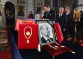HRH Prince Dusan near the catafalque of his father late Prince Alexander