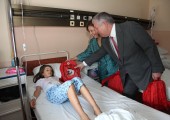 HRH Crown Prince Alexander and HRH Crown Princess Katherine presenting gifts to children at Children department in Clinical centre Nis