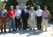 HRH Crown Prince Alexander with citizens in front of the Monument to Karadjordje and heroes of Misar