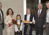 Serbia's Ambassador to Canada, Mihailo Papazoglu, Her Royal Highness, children in traditional folkloric outfits presenting Their Royal Highnesses with flowers and pogaca, His Royal Highness, Jovan Krstic, President of St. Stefan Serbian Orthodox Church- School Congregation in Ottawa. 