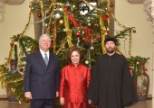 HRH Crown Prince Alexander, Crown Princess Katherine and Father Vukasin Milicevic from St. Sava Temple