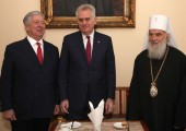 Nj.K.V. Prestolonaslednik Aleksandar, g-din Tomislav Nikolić, predsednik Republike Srbija i Njegova Svetost Patrijarh srpski G. Irinej