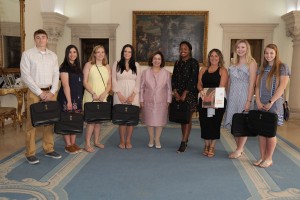 HRH Crown Princess Katherine with Prof. Susan Parker and students from Robert Morris University