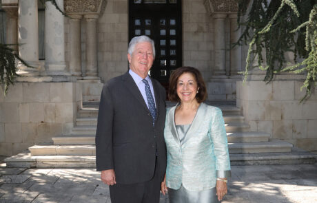 HRH Crown Prince Alexander and HRH Crown Princess Katherine in front of the Royal Palace in Belgrade