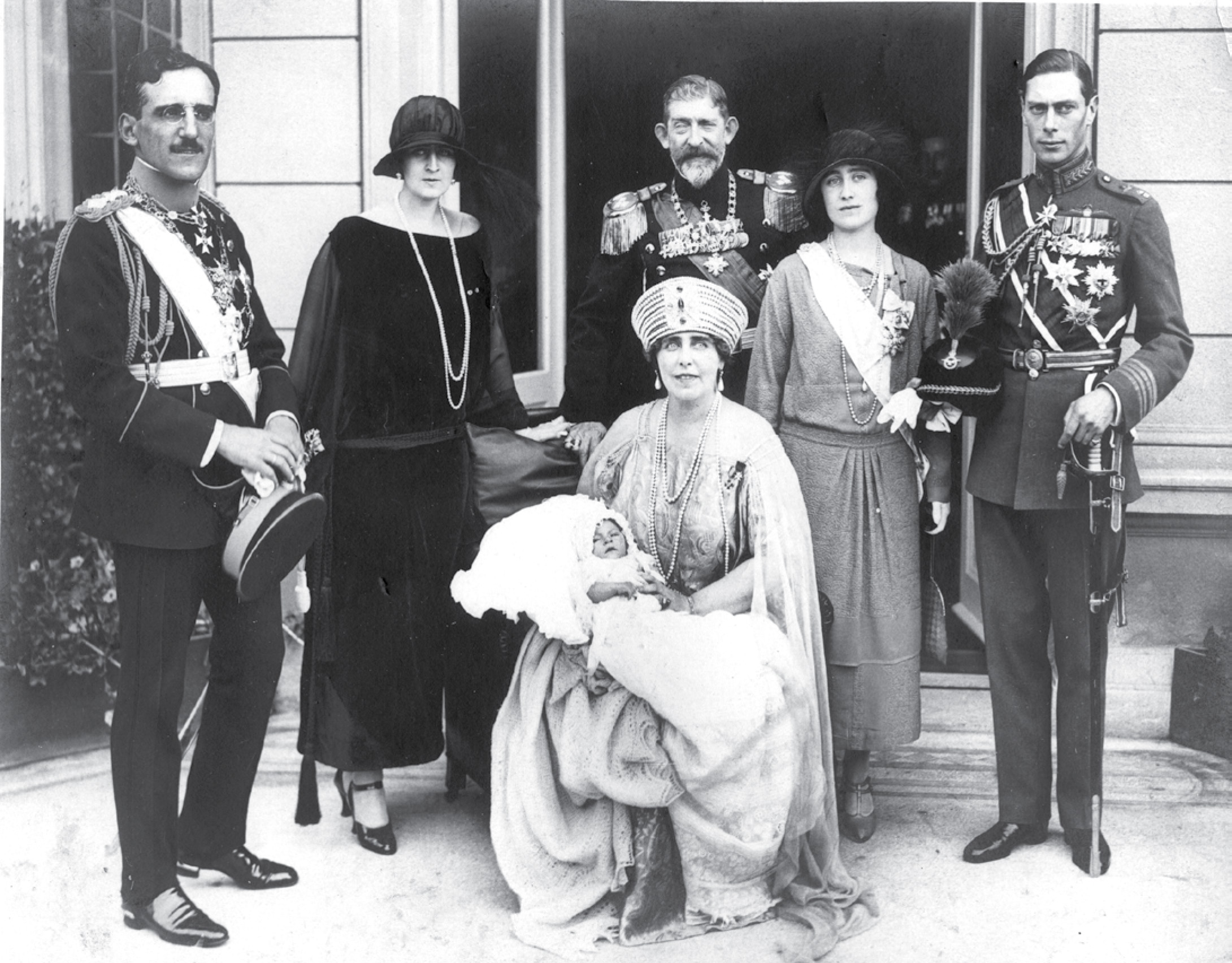 Baptism of HRH Crown Prince Peter, October 21st, 1923 – HM King Alexander with Royal family of Romania and HRH Prince Albert