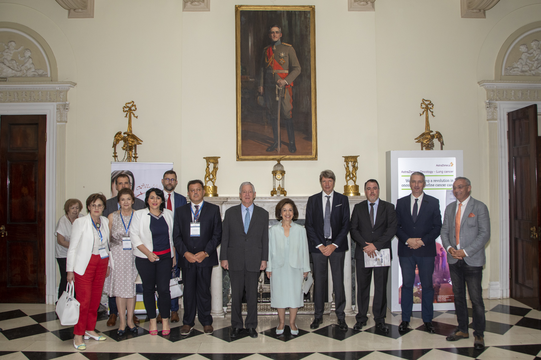 TRH Crown Prince Alexander and Crown Princess Katherine with Prof dr Predrag Sazdanovic, State Secretary in the Ministry of Health, Prof. Dr. Lazar Davidovic, Dean of the Medical Faculty of the University of Belgrade, Dr. Milan Dinic, representative of the Serbian Medical Chamber and members of the Royal Medical Board