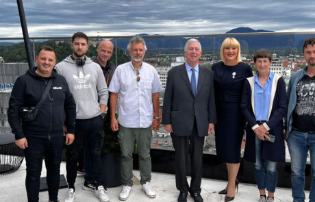 HRH Crown Prince Alexander with the crew of Slovenia Television