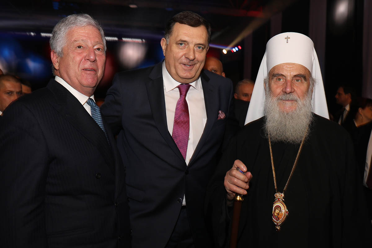 HRH Crown Prince Alexander, His Holiness late Patriarch of Serbia Irinej and HE Mr. Milorad Dodik, President of the Republic of Srpska, previous celebration of the National Day of the Republic of Srpska