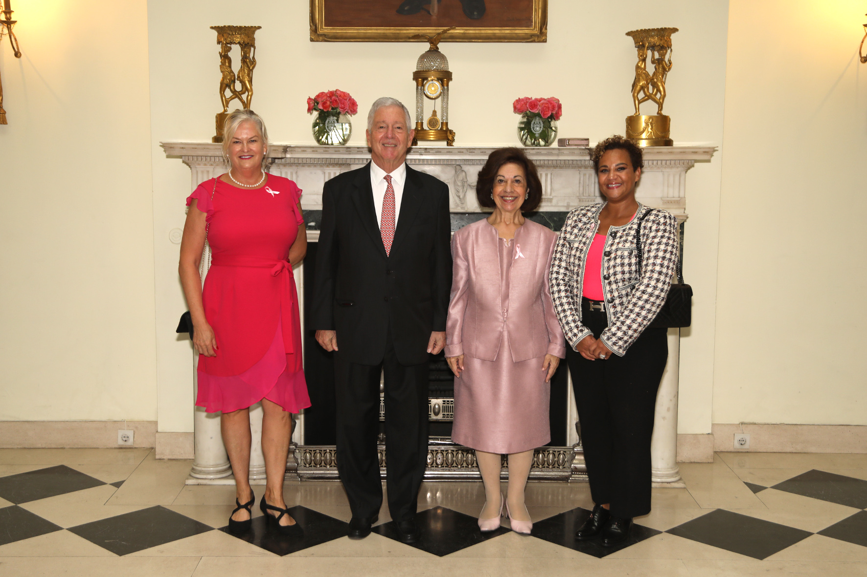TRH Crown Prince Alexander and Crown Princess Katherine with Mrs. Julie Hill, wife of the Ambassador of USA, and representative of USAID